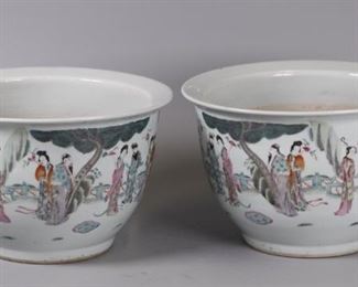 pair of Chinese porcelain planters, possibly Republican period