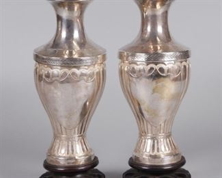 pair of Chinese silver vases, possibly 19th c.