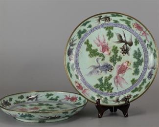 pair of Chinese enamel plates, possibly 19th c.