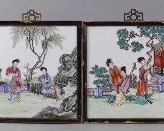 pair of Chinese porcelain plaques, possibly Republican period