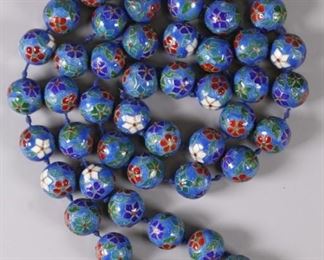 Chinese silver & enamel beaded necklace