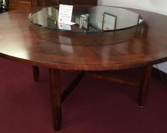 Custom-made Sierra Nevada round table, 72" diameter, with bonus lazy susan