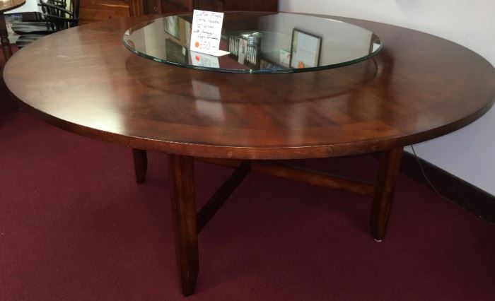 Custom-made Sierra Nevada round table, 72" diameter, with bonus lazy susan 