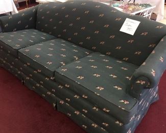 Laine sofa, 1984 special-order high-end fabric for owner's 'hunt club' room, about 76"