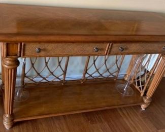 Lovely Bombay Company console table, finished on both sides 