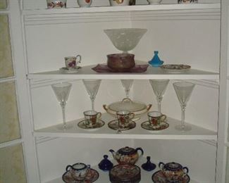 Dining Room: One of two built-in bookcases displays porcelain and stemware.