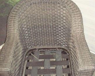 Screened Porch: The chair is shown without the cushions. Notice the metal frame and reinforced straps. Again, this is not your typical "wicker!"