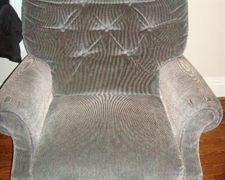 Family Room: A VERY comfortable La-Z-Boy recliner awaits you! It is actually a neutral grey-blue.