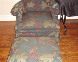 Family Room: A leaf pattern chair and ottoman are priced as a set.