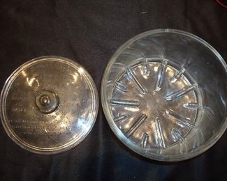Family Room: The lid and bowl of a vintage ""Sanitary Cheese Preserver."