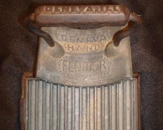 Family Room: An antique [Geneva, Illinois] "Hand Fluter--Heat This" Collar Paper Crimper with base is quite collectible.