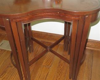 Kidney Shaped Mahogany Nesting Tables
