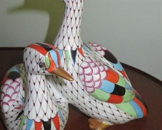 Hollohaza Fishnet Pattern pair of Grebes (Rare)
