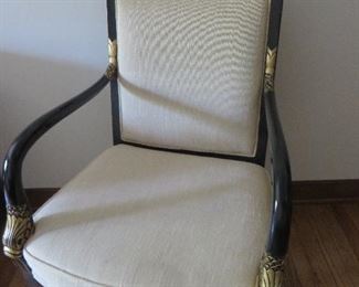Empire Style Black Lacquer Chair with Gold Accents
