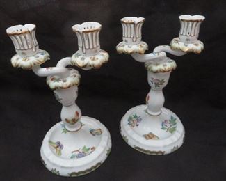 Herend Queen Victoria 2 Arm Candlesticks