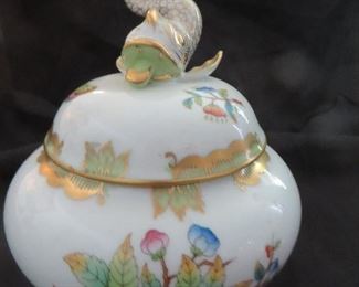 Rare Herend Queen Victoria Dolphin Lid Covered Sugar