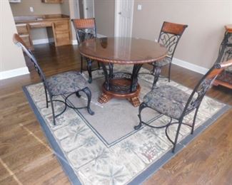 Modern dining table and area rug