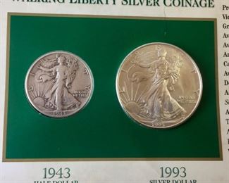 1943 Half Dollar and 1993 Silver Dollar
