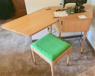 Sewing Machine, Desk and Chair