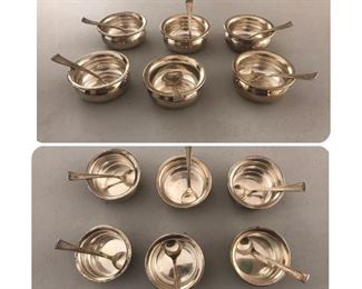 Set of Sterling salts with spoons 