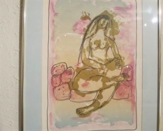 Yanni Posnakoff serigraph s/n Lady/3cats
