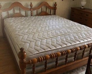 Beautiful queen sized maple vitage frame head board, foot board and slats all original in amazing condition! No scratches or scuffs anywhere! The mattress and box spring are like new too! $250.00 takes it!