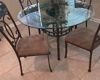 Glass And Metal Kitchen Table With Four Chairs