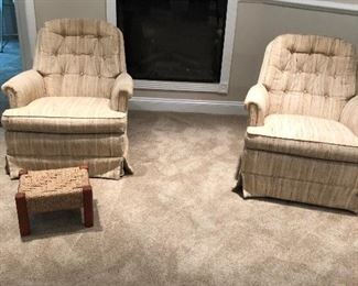 Matching chairs. They swivel.