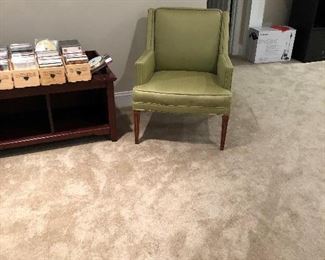 Green chair and CDs--lots of them!