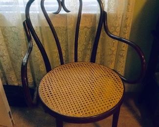 Bentwood cane seat arm chair