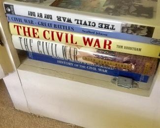 Civil war books throughout the house