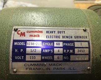 CUMMINS MACK HEAVY DUTY ELECTRIC BENCH GRINDER