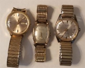 Men's Wrist Watches including Bulova, Elgin Pocket Watch
