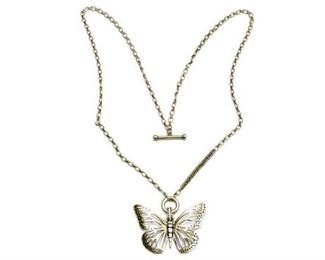 4. Silver Tone Butterfly Necklace