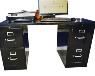 33. Black Metal File Cabinet Desk