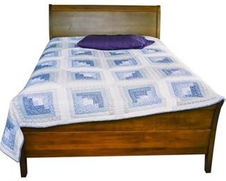 42. Dark Wood Sleigh Bed Queen Size