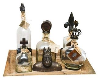 76. Lot of Five 5 JAN BARBOGLIO Bottles with Handcrafted Stoppers