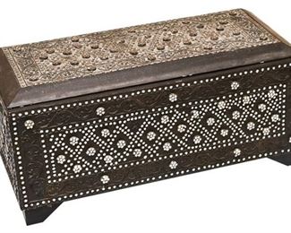 77. Carved Indian Box with Jewelry Fragments