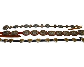 78. Three 3 Native American Silver Metal Belts