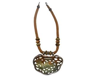 81. Chinese Green Variegated Jade Pendant