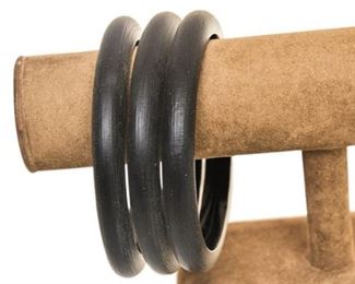 90. Set of Three 3 ALEXIS BITTAR Black Bangle Bracelets