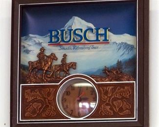 Lighted Electric Busch Beer Wall Clock, 14" x 14"