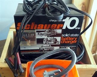 Enter Dynamics Road Side Air Compressor, Jumper Cables And Schauer 10 Amp Solid State Electric Battery Charger Includes Wooden Box