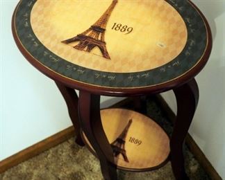 Eiffel Tower Wood Occasional Table, 28" x 14" x 10" With Pedestal Lamp
