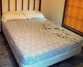 Full Sized Solid Wood Headboard, Mattress, Box Spring And Bedding,