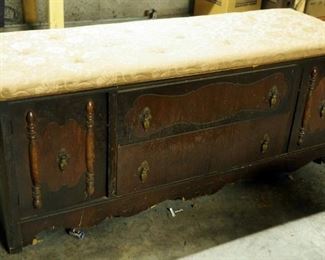 Antique Hutch Base Converted To Entry Hall Bench, 24" x 60" x 21"