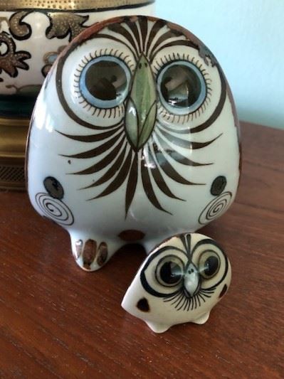 Vintage Ken Edwards Tonala Pottery Owls - Mexico
