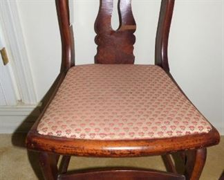 1 of 2 antique figured mahogany chairs