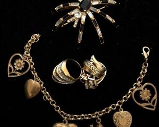 Vintage costume jewelry, spider brooch