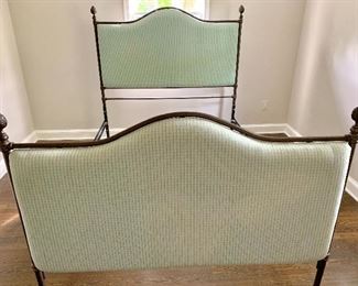 Queen Gabrielli wrought iron bed frame with upholstered headboard and foot board
